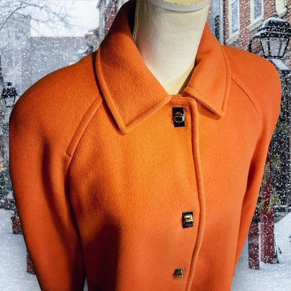 Mackintosh Burnt Orange 100% Wool Winter Coat with Silver Toggle Closure Size M - Picture 6 of 16